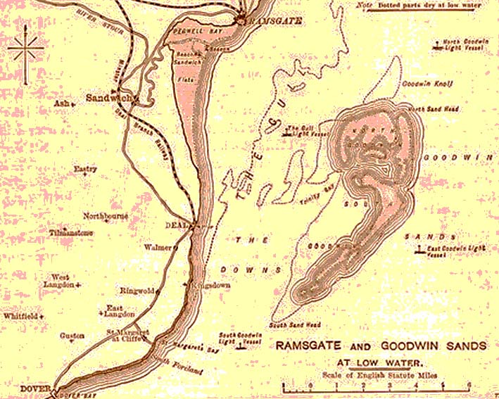 Map showing Coast of Ramsgate and the Goodwin Sands