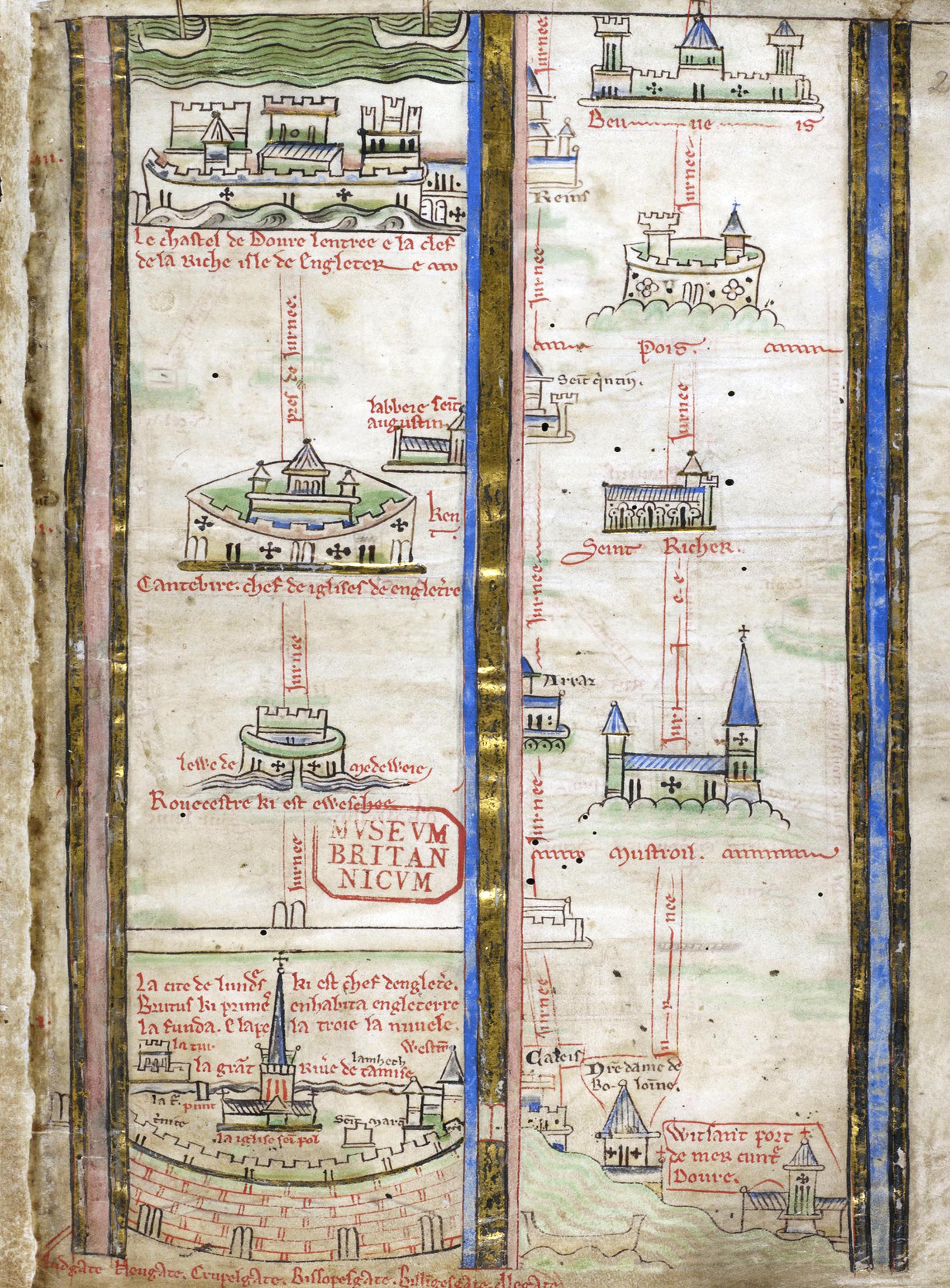 Historia Anglorum - caption: 'Itinerary by Matthew Paris'